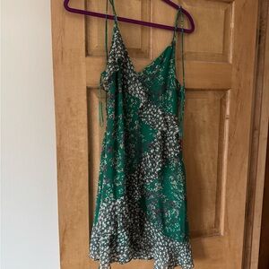 Astr Emerald Floral Dress with Ruffles